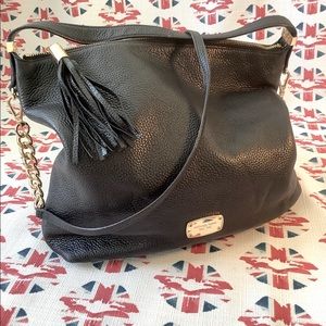 Michael Kors Large, Black Bedford Top Zip Tassel Bag